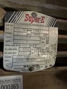 50 HP 1780 RPM Baldor, Frame 326T, 230/460 Volts, Squirrel Cage, electrically OK
