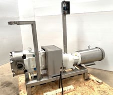 Waukesha Cherry Burrell #130U, horizontal rotary lobe positive displacement pump, 10 HP clad motor w/ gear