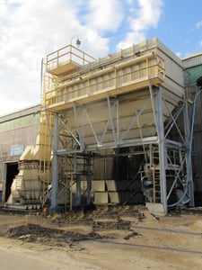 80000 cfm Wheelabrator #815-WCC-36, cartridge dust collector, 120 round cartridge filters