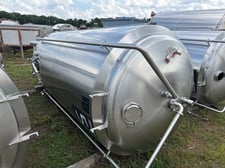 750 gallon 304 Stainless Steel fermenter tank, 4.3' dia. x 8.11' straight side, cone bottom, dished top, 2019