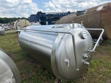 750 gallon 304 Stainless Steel fermenter tank, 4' dia. x 8' straight side, cone bottom, dished top, 2019