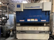 66 Ton, Trumpf #C60, CNC press brake, Delem 6-Axis CNC Control, 6.9' OA, 68" between housing, dual palm