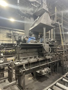 Wheelabrator, skew roll pipe & bar shot blast blaster, 6" x (2) 15 HP wheels, dust collector