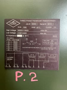 1500 KVA 34500Y/19920 Primary, 4160Y/2400 Secondary, 3 phase, Padmount Transformer