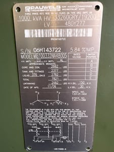 1000 KVA 33260GY/19200 Primary, 480Y/277 Secondary, 3 phase, Padmount Transformer