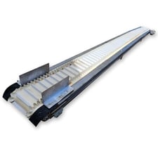 12" wide x 25' long, Stainless Steel cleated flex-wall belt conveyor