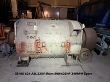 500/625 HP 340 RPM General Electric MD624AEL, shunt, rebuilt spare, 230 Volts