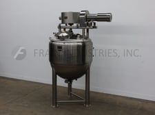 528 gallon Lee #2000LD9MS, Jacketed Vacuum Kettle, 62" diameter X 27" Straight Side, 15 HP Agitator