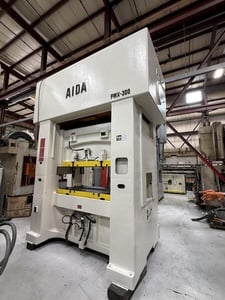 300 ton, Aida #PMX-L2-300, Straight Side Mechanical Stamping Press, 7.8" stroke, 31.4" Shut Height, 1990