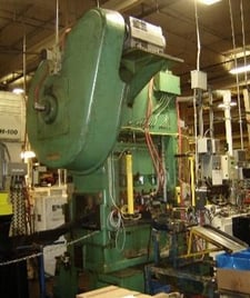 Image for 100 Ton, Minster #P2-100-46-07022, Double Crank Straight Side Press, 36" x 31" Bed, 15" Shut Height, 2" Stroke, 400 SPM, 1989