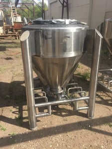 14 cu.ft., Tote Systems Tote, 316 Stainless Steel, 400 Liter, 36" diameter x 12" Straight Side, 24" Cone