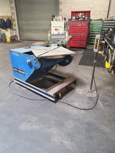 2200 lb. Aronson #MD1000, welding positioner, power rotation, mounted on heavy duty steel caster wheels