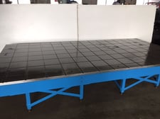 73" x 144" Portage, key slotted layout table with stands, resurfaced & excellent