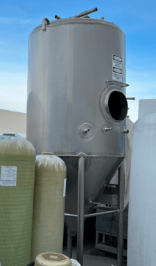 1000 gallon Stainless Steel jacketed tank with steep cone bottom