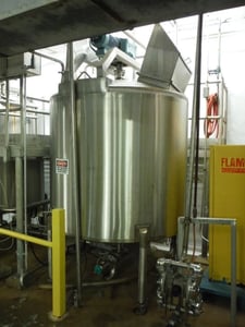 1200 gallon Feldmeier, 304 Stainless Steel mixing tank, 72" dia. x 654" straight wall, dish style bottom