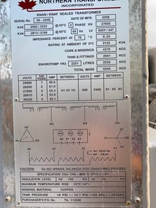 2500/3333 KVA 27600 Delta Primary, 600Y/347 Secondary, 3 phase oil field transformer