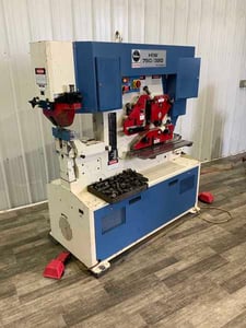 6" x 6" x 1/2" Mubea #750/320, hydraulic ironworker, 82 ton, 10 HP, dual electric foot pedals, 2003