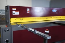 14 gauge x 10' GMC #EPS-1014M, mechanical shear, 26" manual Back Gauge, (2) 24" front support arms,new