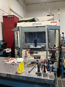 Niigata #SPN50, 4-Axis horizontal machining center, Fanuc 16iM, 29.5" X, 29.5" Y, 29.5" Z, 12000 RPM, 60