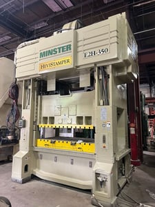 350 Ton, Minster #E2H-350-86X47, straight side double crank press, 9.8" stroke, 23.6" Shut Height, 50-100