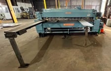 .25" x 10' Wysong, power squaring shear, 15 HP, 13 holddowns, 3 squaring arms, foot pedal, stacker, manual