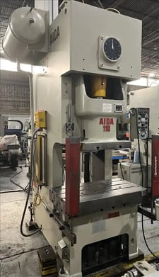 121 Ton, Aida #NC1-110, gap frame press, 7.08" stroke, 13.7"die height, 10 HP, 35-65 SPM, S47058