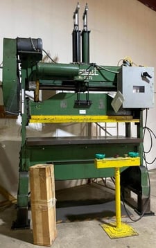 40 Ton, Rousselle #4SS72, straight side double crank, 4" stroke, 12.5" Shut Height, 3" ram adj., 105 SPM, 72"