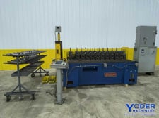 11 Stand, Ardcor #M10U-R, U-joint drive rollformer, 1.5" spindle diameter, 12" roll space, 1996