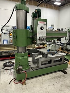 5' -13-3/8" Bergonzi #TM50/1600, radial arm drill, hydraulic clamping, power elevation, coolant system