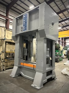 600 Ton, Minster #E2-600-60-42, straight side double crank press, 4" stroke, 34" Shut Height, 60" RL x 42" FB