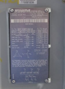 1000 KVA 12470 Delta Primary, 480Y/277 Secondary, Pauwels