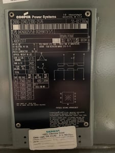 2000/2576 KVA 7200 Delta Primary, 480Y/277 Secondary, Cooper