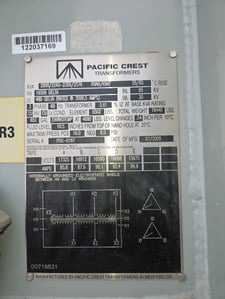 2000/2576 KVA 16500 Delta Primary, 480 Delta Secondary, Pacific Crest
