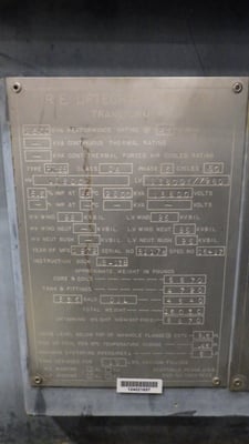 2500 KVA 13800 Delta Primary, 13800Y/7980 Secondary, R.E. Uptegraff