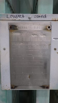 2500/3500 KVA 69000 Delta Primary, 4160Y/2400 Secondary, General Electric