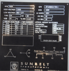 1500 KVA 12000 Delta Primary, 480Y/277 Secondary, Sunbelt