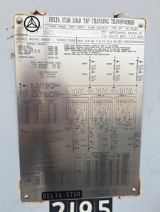 13400/22400 KVA 69000 Delta Primary, 13090Y/7558 Secondary, Delta Star, w/LTC