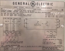 2000/2800 KVA 4800 Delta Primary, 480Y/277 Secondary, General Electric, Dry