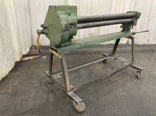 4' x 16 gauge Pexto #418E, plate bending roll, 3" roll diameter, hand crank, manual roll adjustment