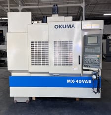 Okuma #MX-45VAE, CNC vertical machining center, 20 automatic tool changer, 30" X, 18.1" Y, 17.7" Z, 7000 RPM