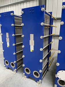 411 sq.ft., Kelvion, NF150LBA150, plate heat exchanger, 316L Stainless Steel, rated 145 psig @ 230°F, 2021