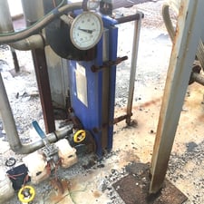 35 sq.ft., Alfa-Laval, 16FG, 150 psi @ 250°F, Carbon Steel frame, 316 Stainless Steel plates