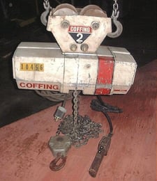 2 Ton, Coffing, Hoist, Electric, link chain, 4000 lb. capacity, 15' Lift, 7-20 FPM, (4) pendant, 3 Ph., 575 V