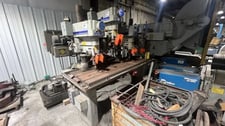 Clausing #2286-300, multiple spindle drill press, with production table w/trough