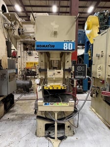 80 Ton, Komatsu #OBS-80VS, gap frame press, 3.94" stroke, 18" Shut Height, 3.2" adjustment, 1995