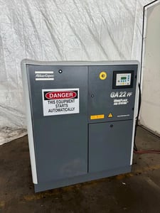 129 psig, Atlas Copco #GA22 FF 129, Rotary Screw Air Compressor, 30 HP, 2006