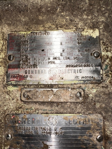 300 HP 1185 RPM General Electric, Frame 509L, DP, BB, 2300 Volts (6 Available)