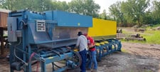 Newman #KNO-24 Trim Saw, 9 Blade station w/ individual motors, built-in powered waste conveyor