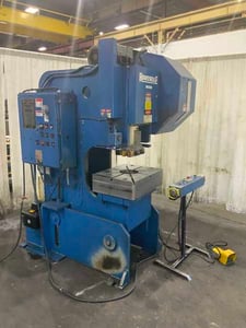 32 Ton, Rousselle #B1-32+4DT, gap frame press, 2" stroke, air clutch & brake, 140 SPM, 1999