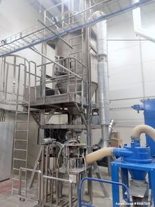 APV #3PSBD-58, Spray Dryer, Stainless Steel, 21.73 m3 Volume, 35-120 kg/hr. Production rate, 0-600 deg. C